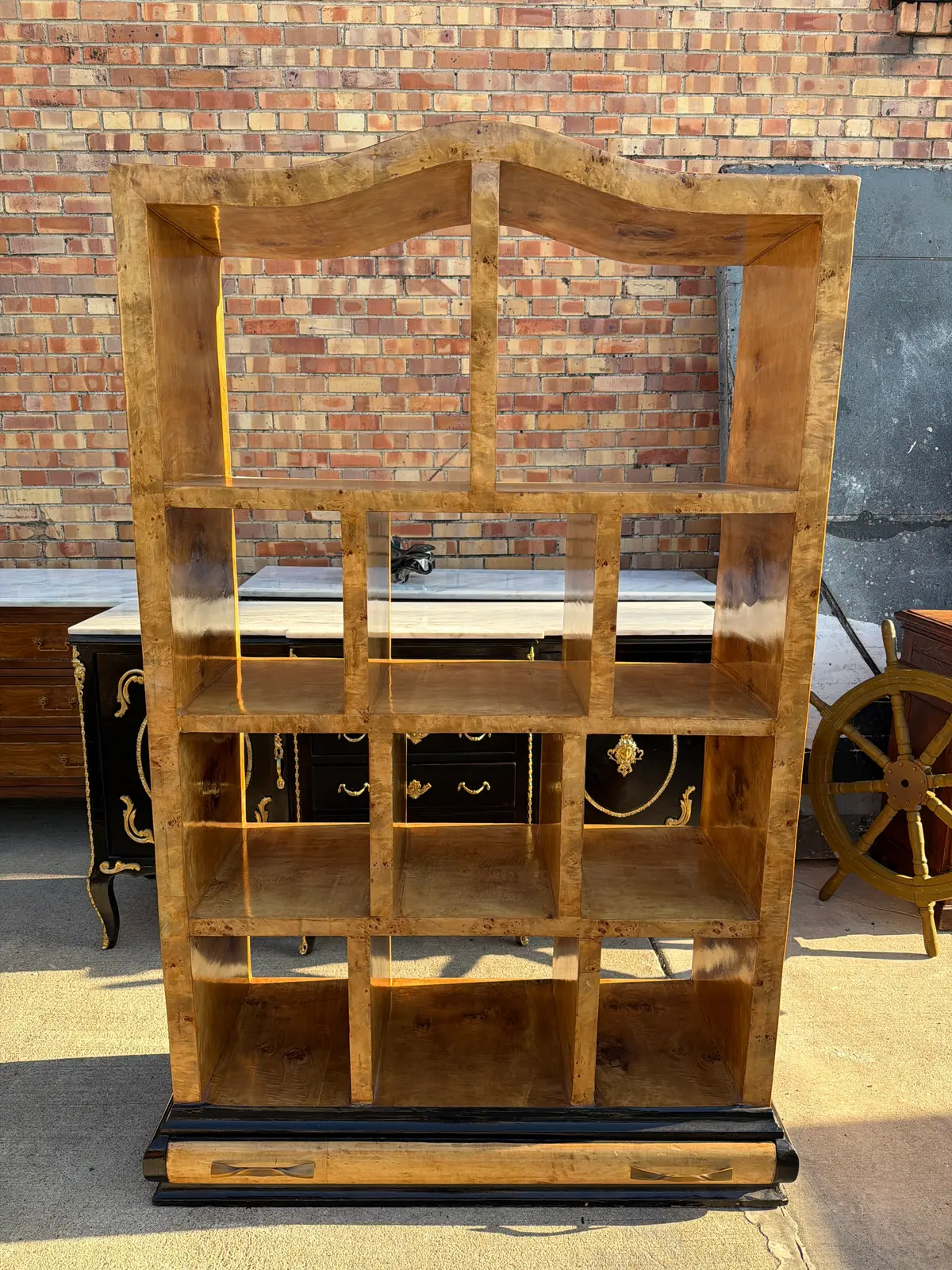 Art Deco Burl Wood Bookcase 1