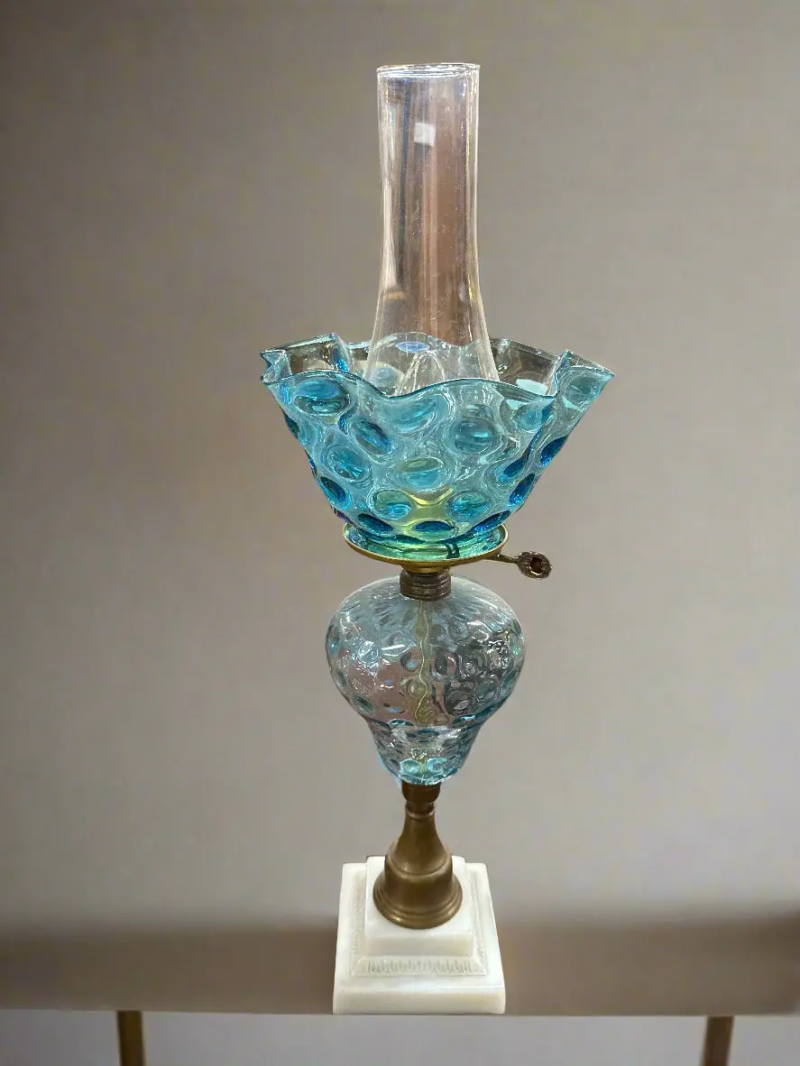 Blue Corn Dot Art Glass Table Lamp 1