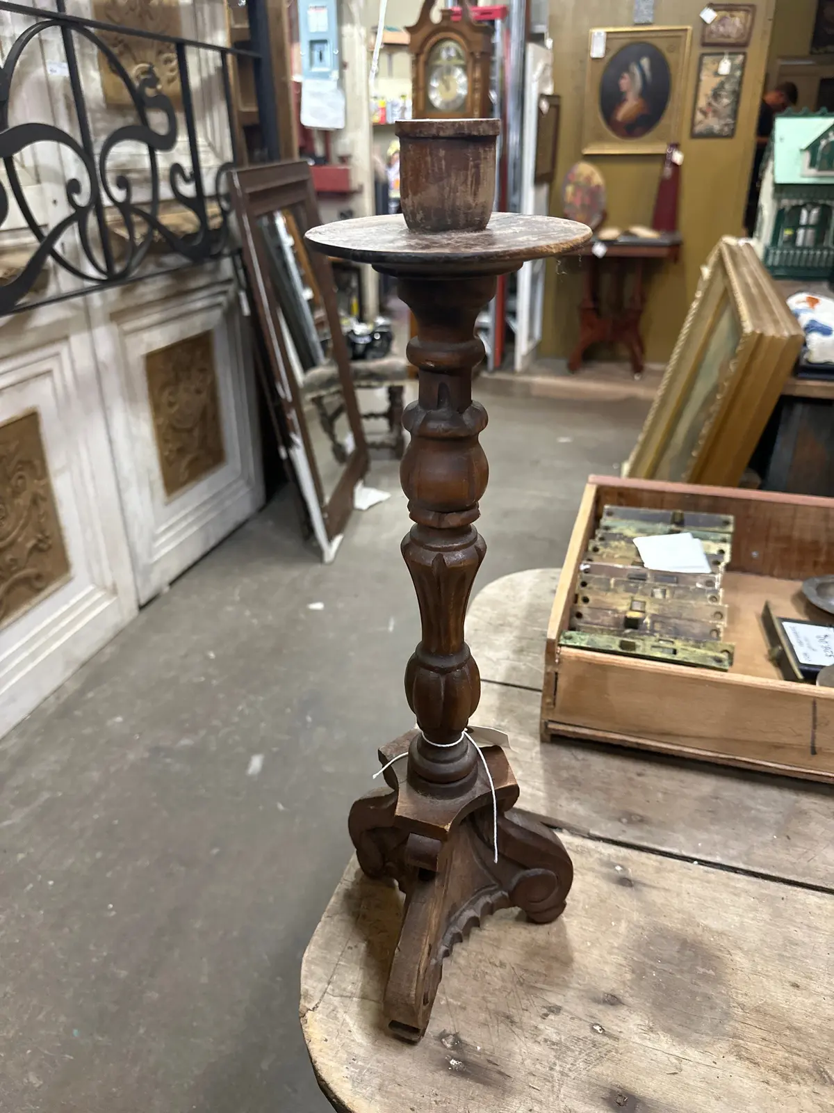 Large Wood  Candle Stick 1
