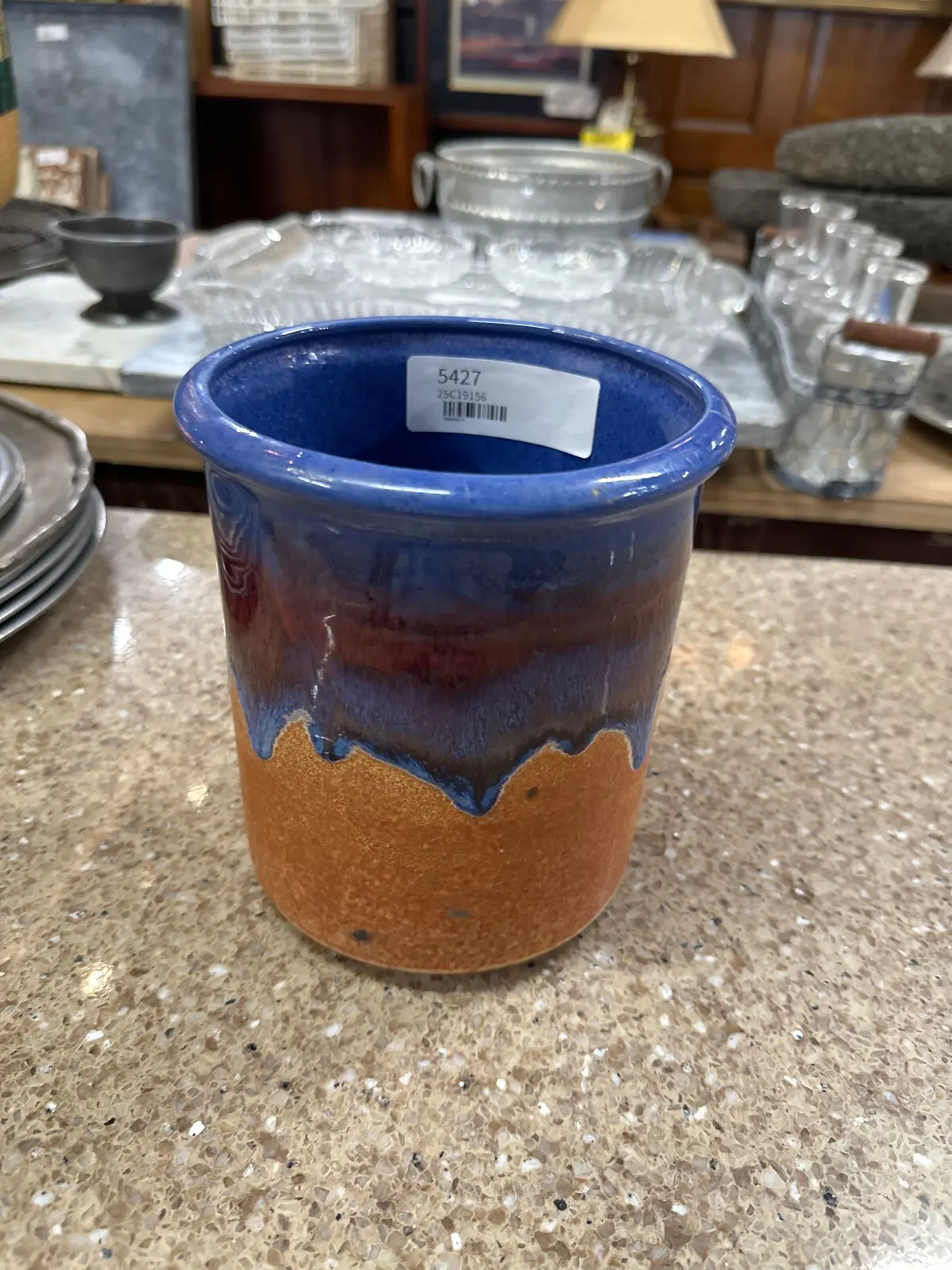 Small Drip Glaze Pottery Cannister 1