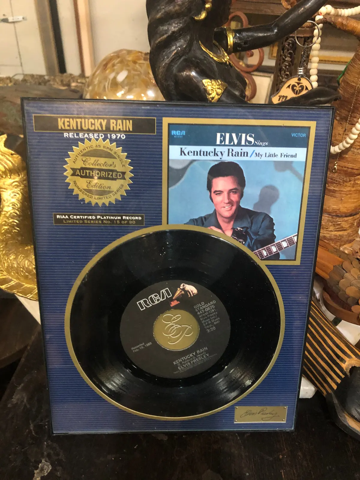 Black Framed Elvis 45 Record 1970 Kentucky Rain 1