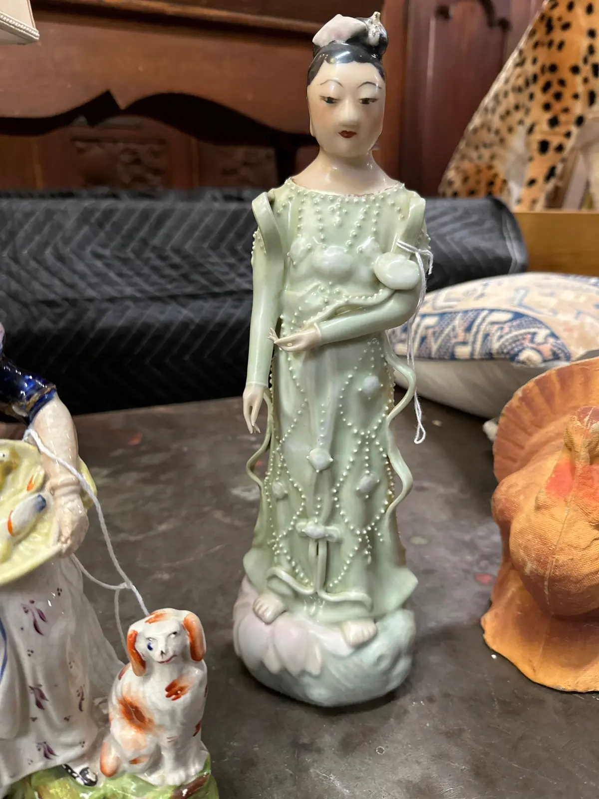 Chinese Porcelain Figure Of Lady In Green 1