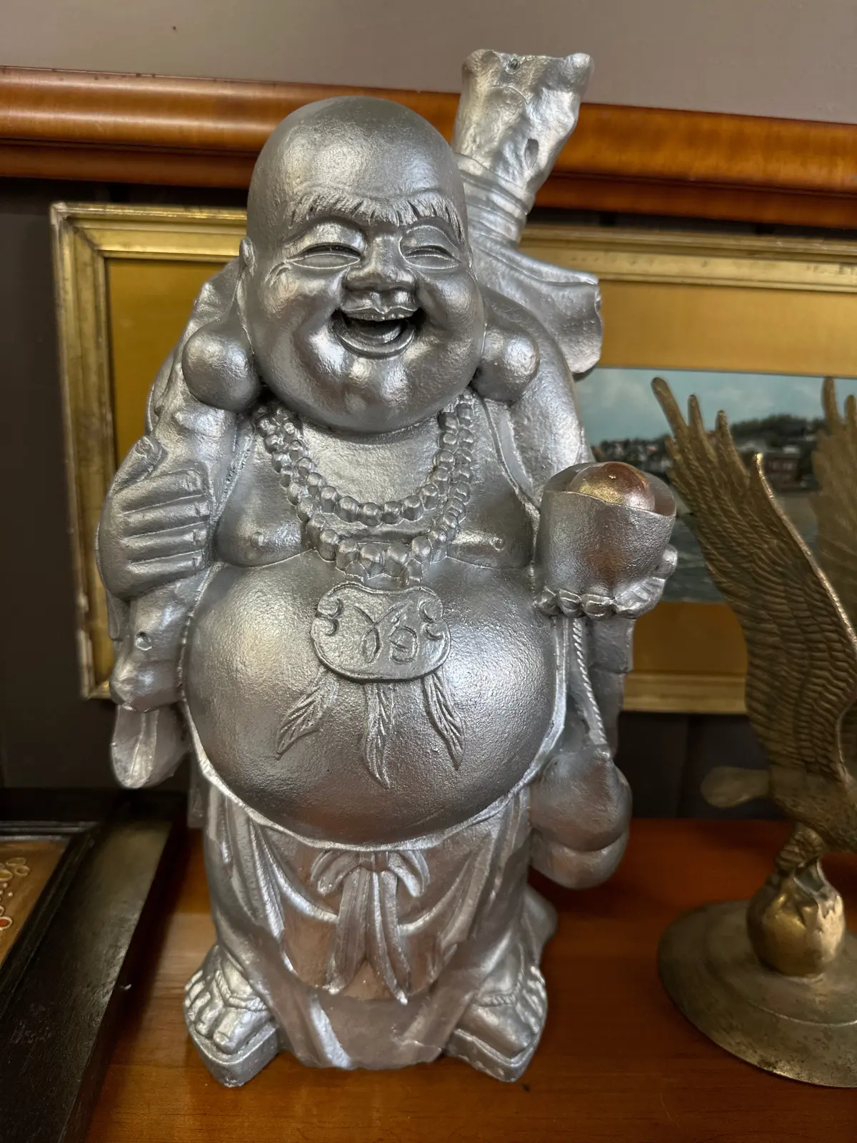 Plastic Silver Painted Buddha 1