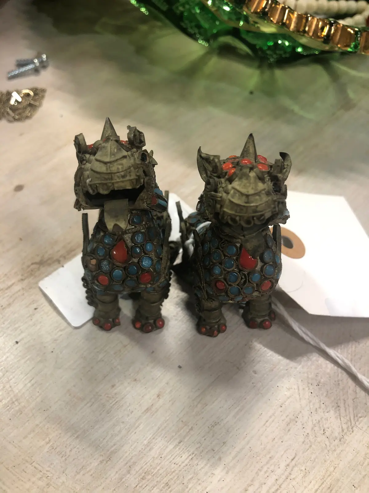 Pair Of Tiny Two Color Foo Dogs 1