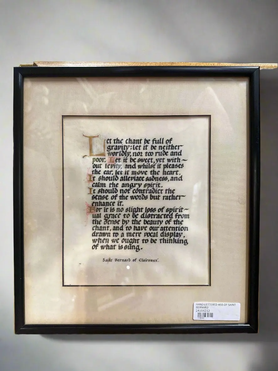 Hand Lettered Missive Of Saint Bernard 1