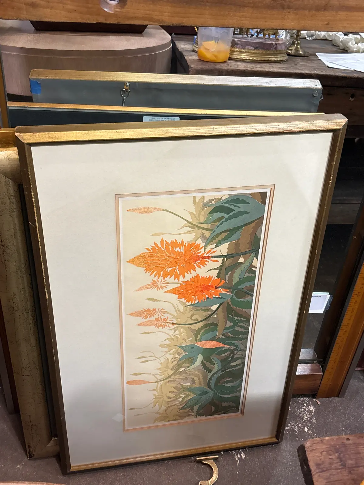 Orange, Green And Yellow Alovera Lithograph Signed #20 Out Of 85 1