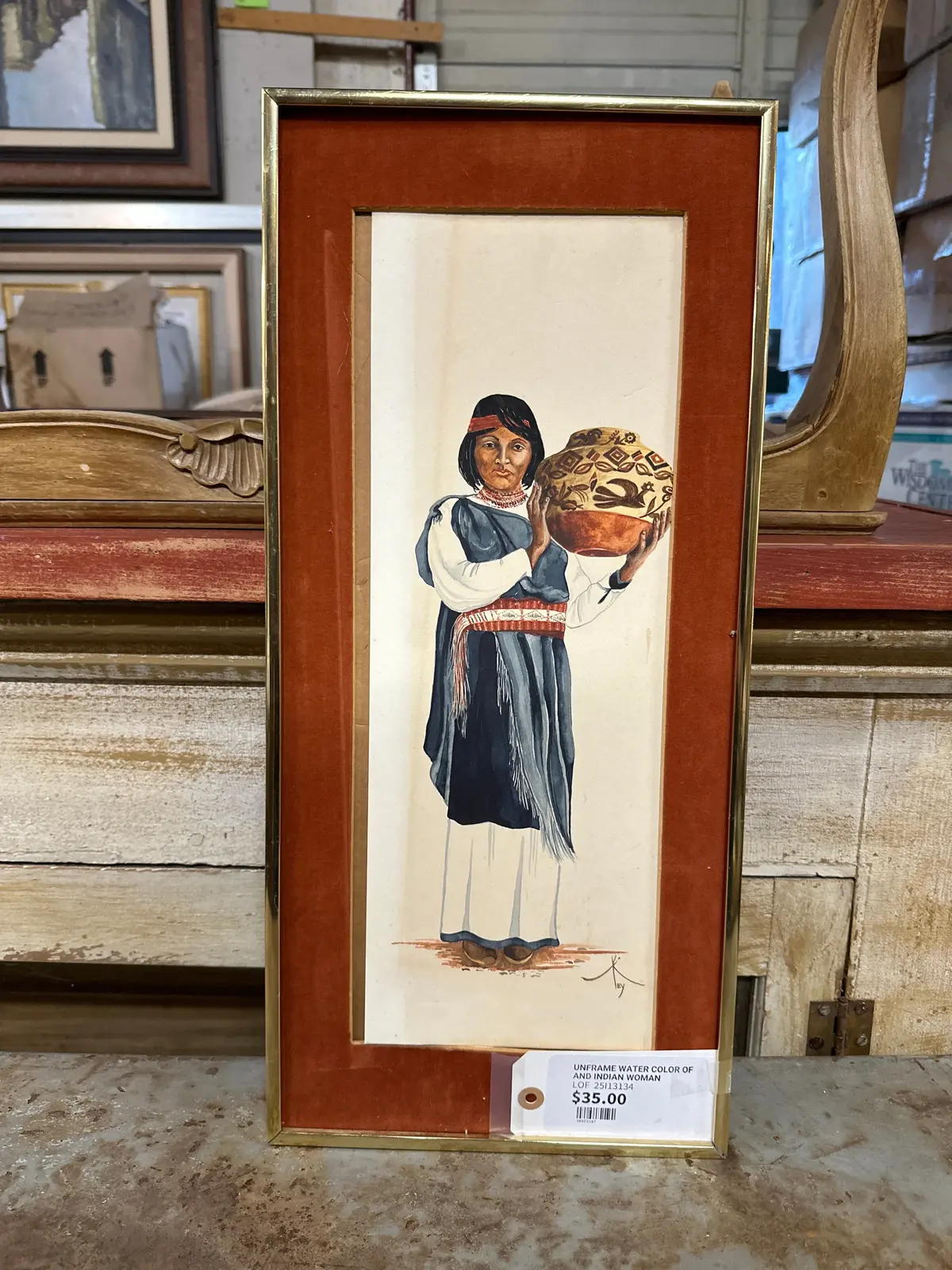 Unframe Water Color Of And Indian Woman 1