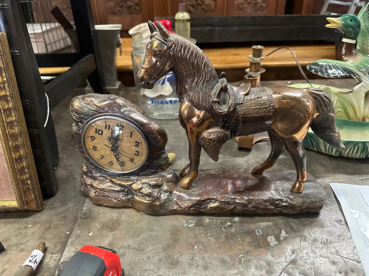 Vintage Copper Plated Horse Clock 1