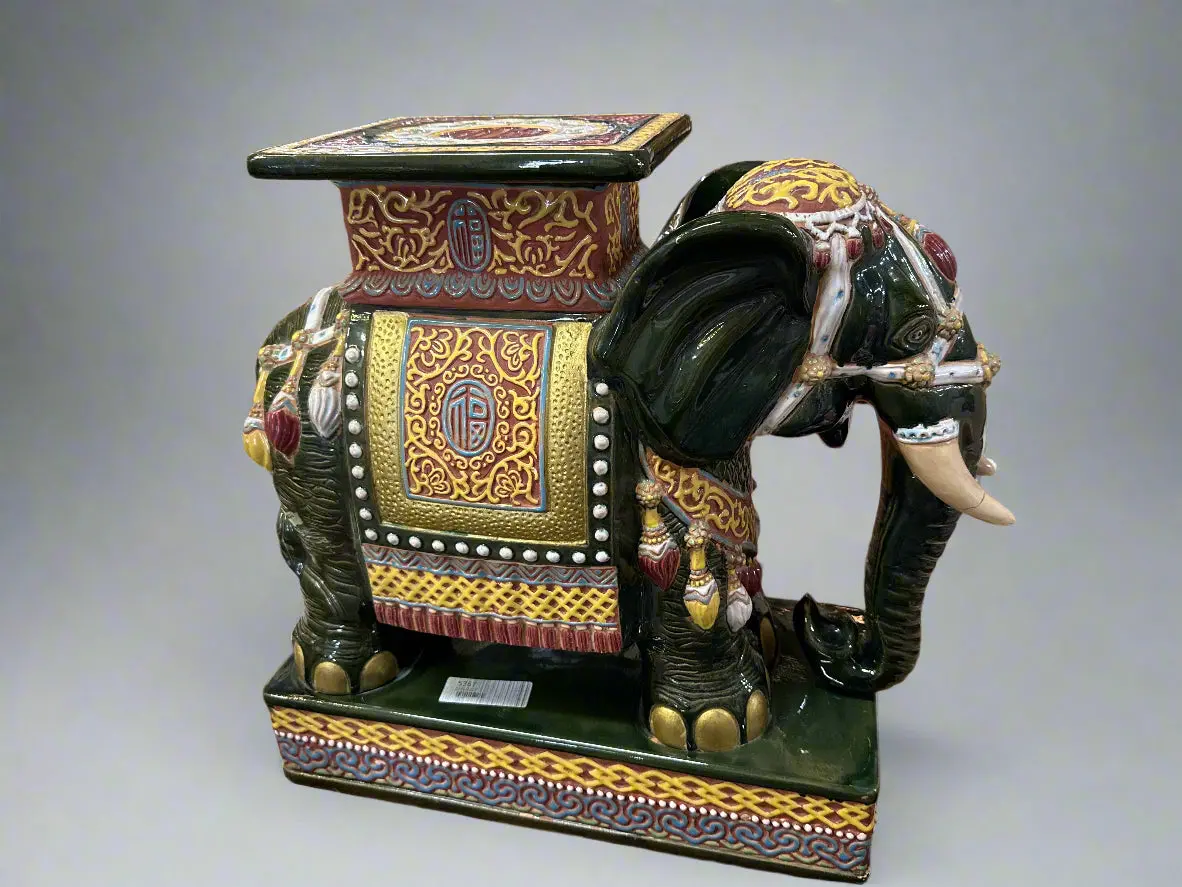 Large Chinese Garden Elephant Stool As Found 1