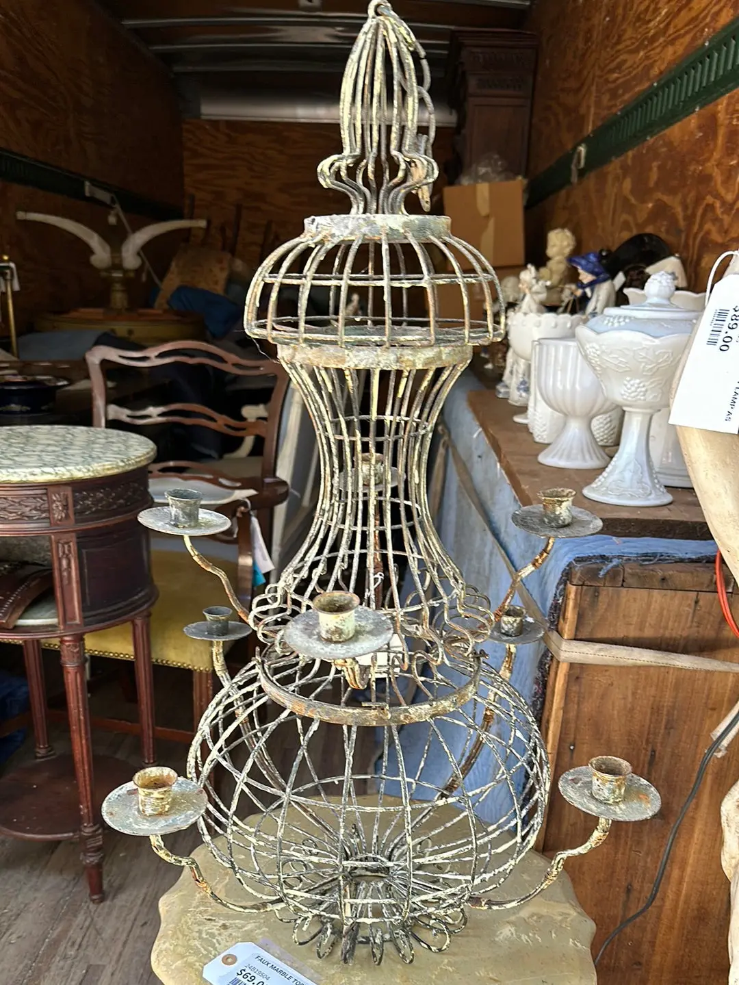 8 Light Wire Cage Candle Chandelier 1