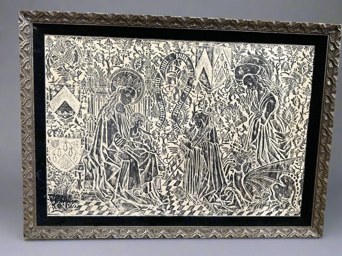 Framed Rubbing Print Of Mary And Jesus And Others 1