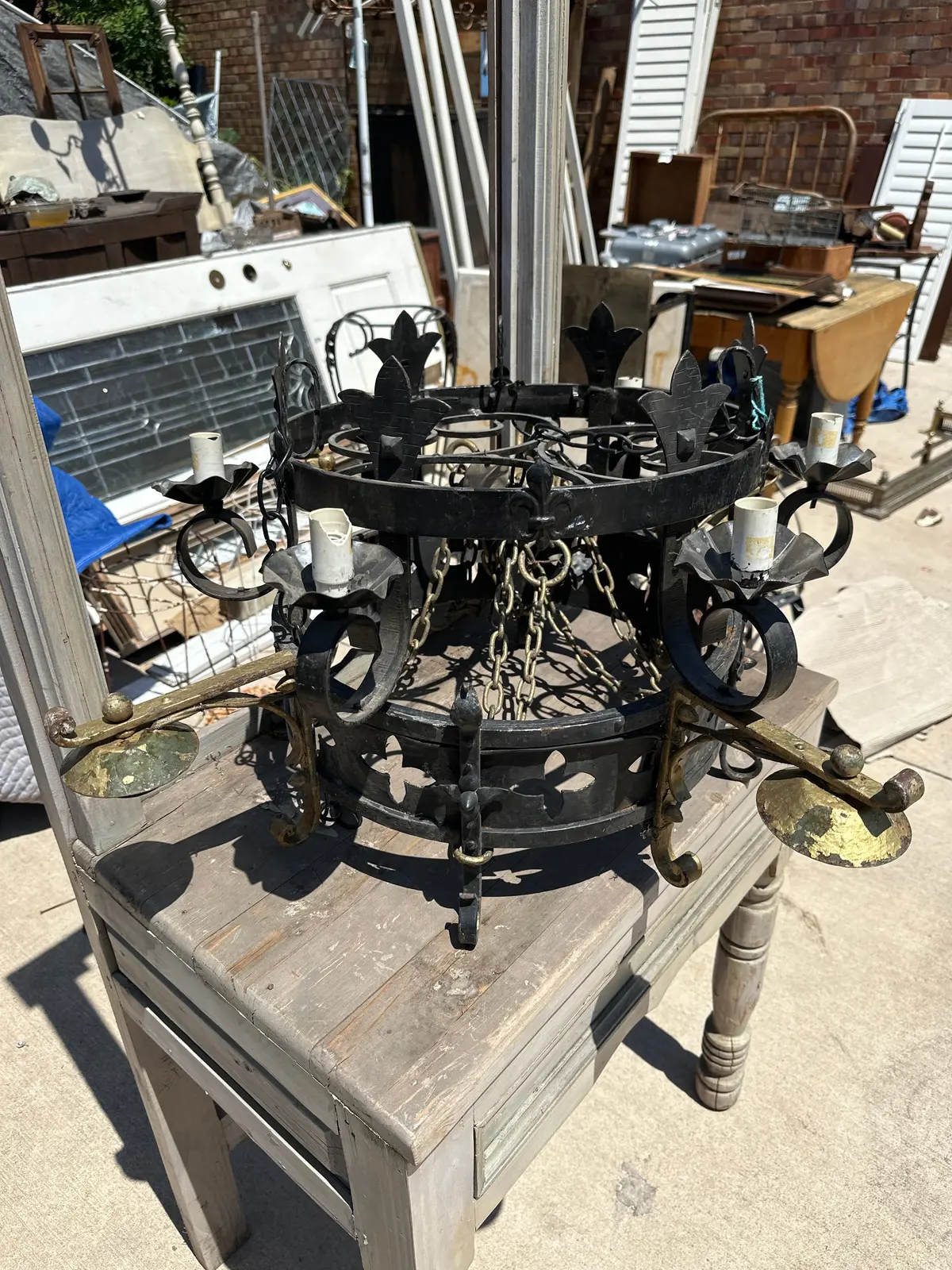 6 Light Iron French Fixture With Fleur De Lis 1