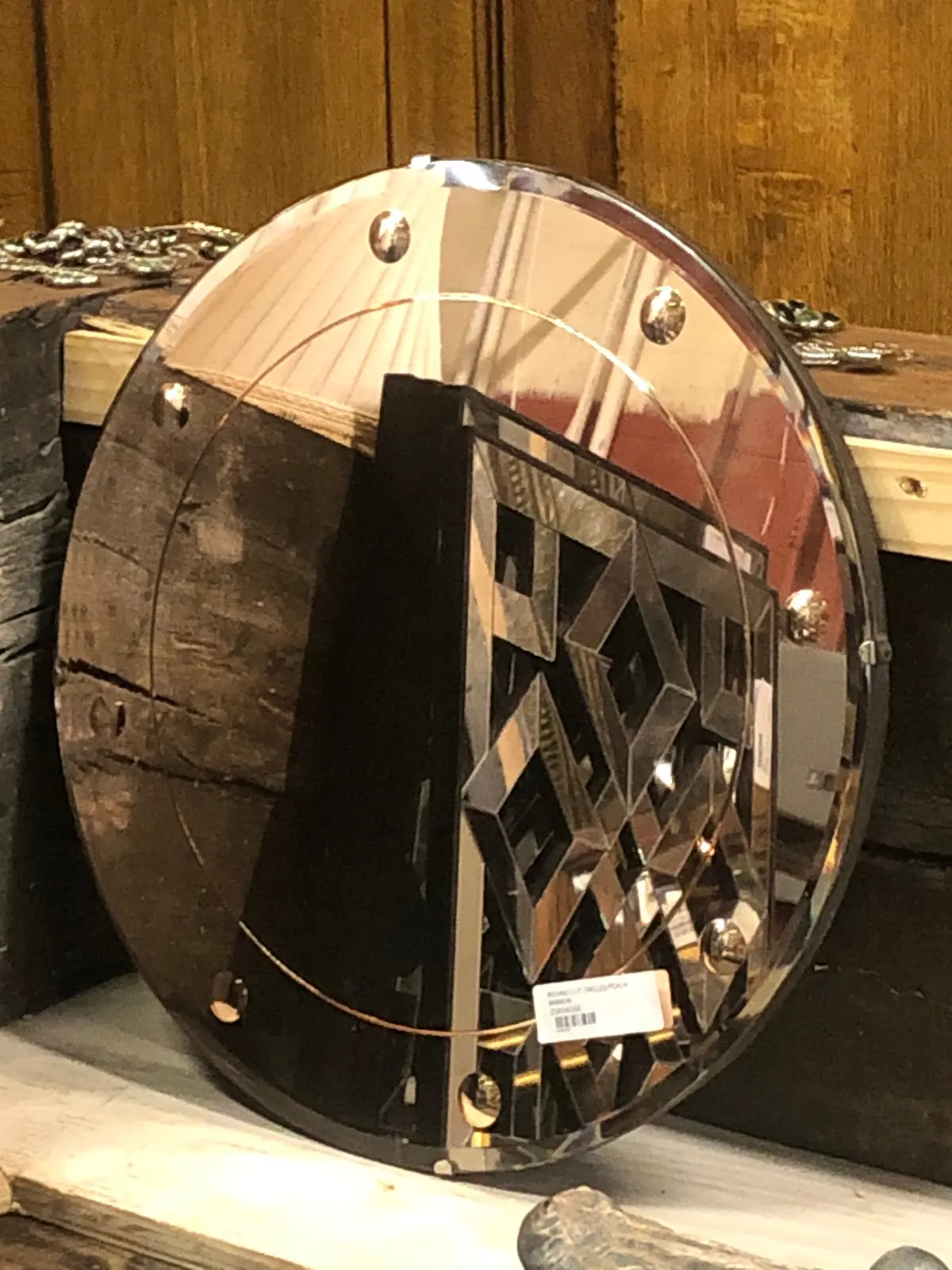Round Cut Circles Peach Colored Mirror 1