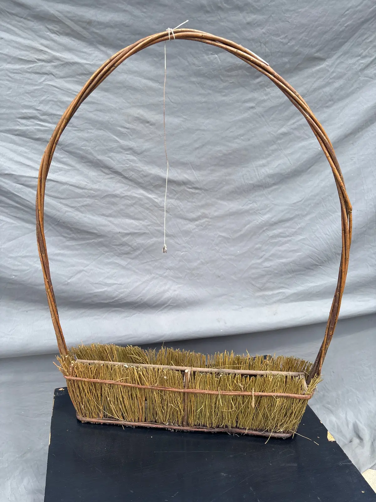 Slender Wooden Basket With Hoop Handle 1