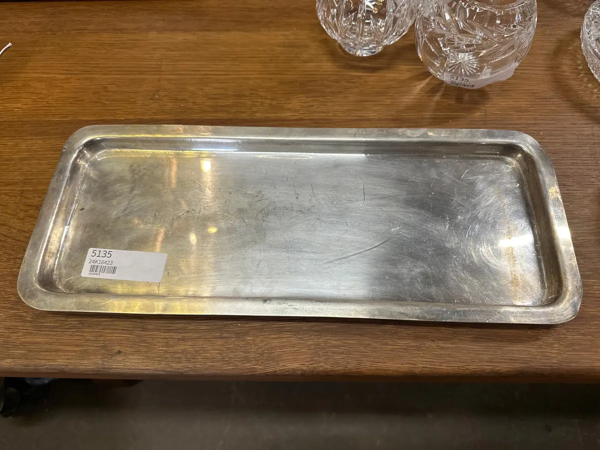 Small Silver Over Brass Tray 1