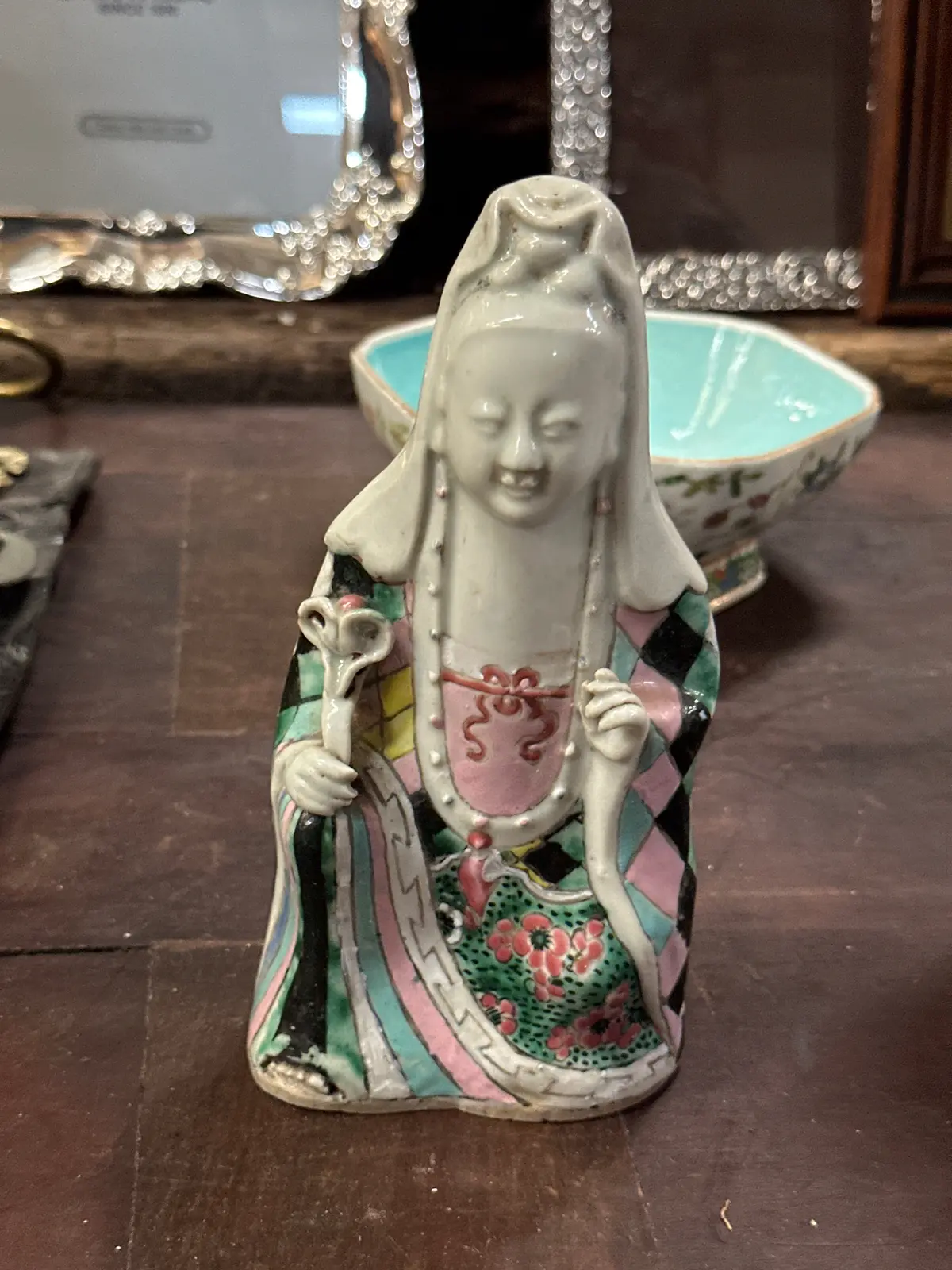 Polychrome Asian Pottery Lady 1