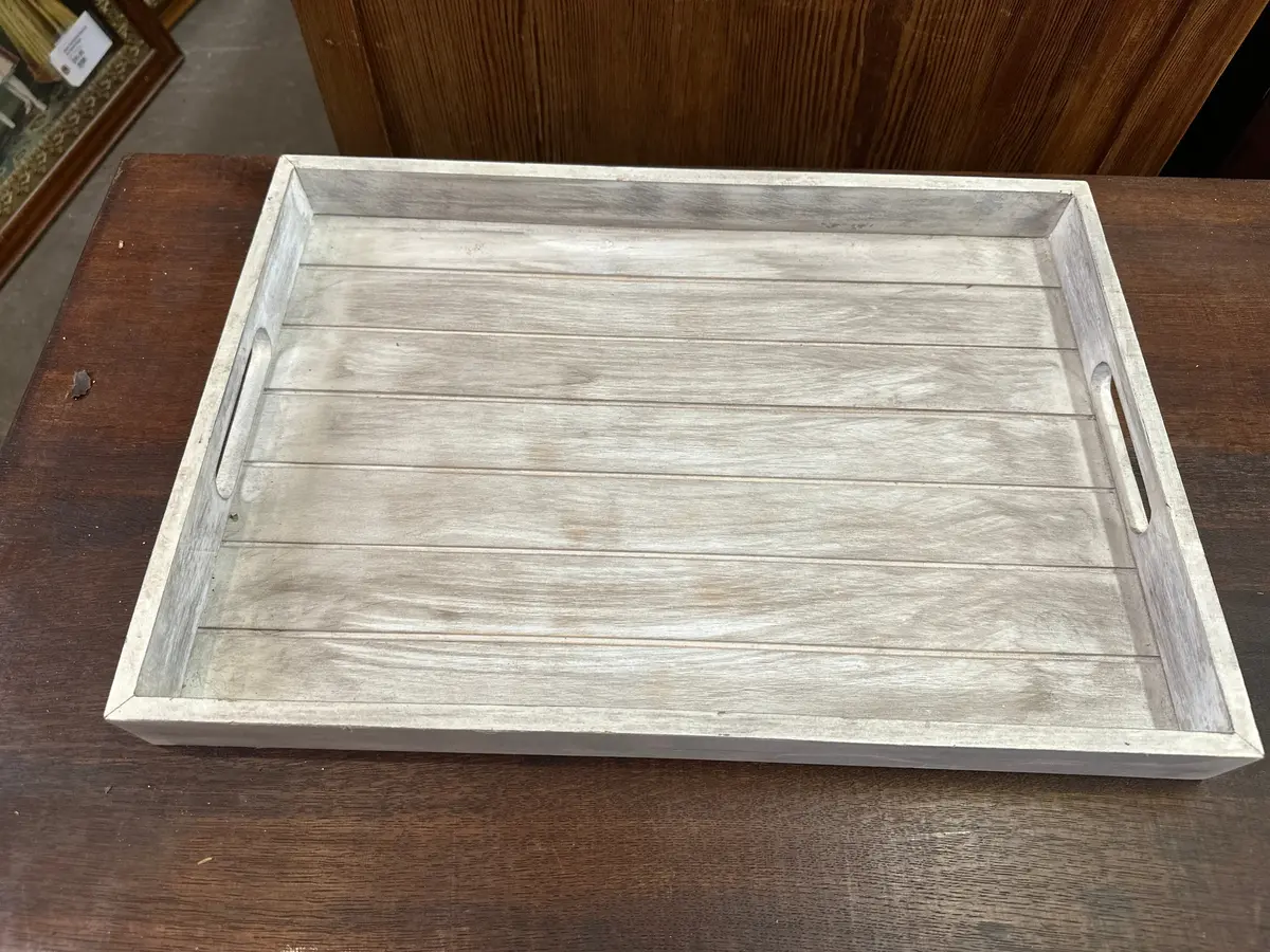 White Wooden Plank Decorative Tray 1