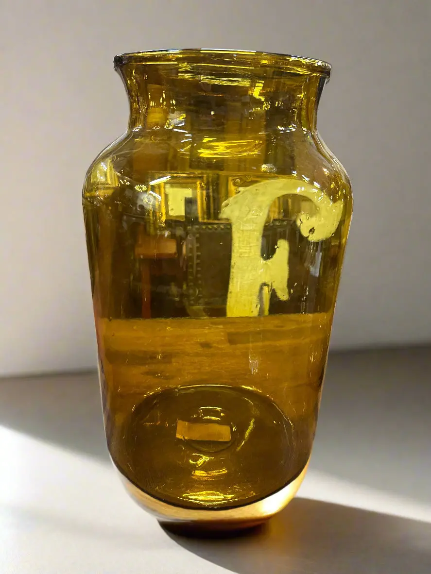 Open Mouth Amber Cylinder Bottle 1