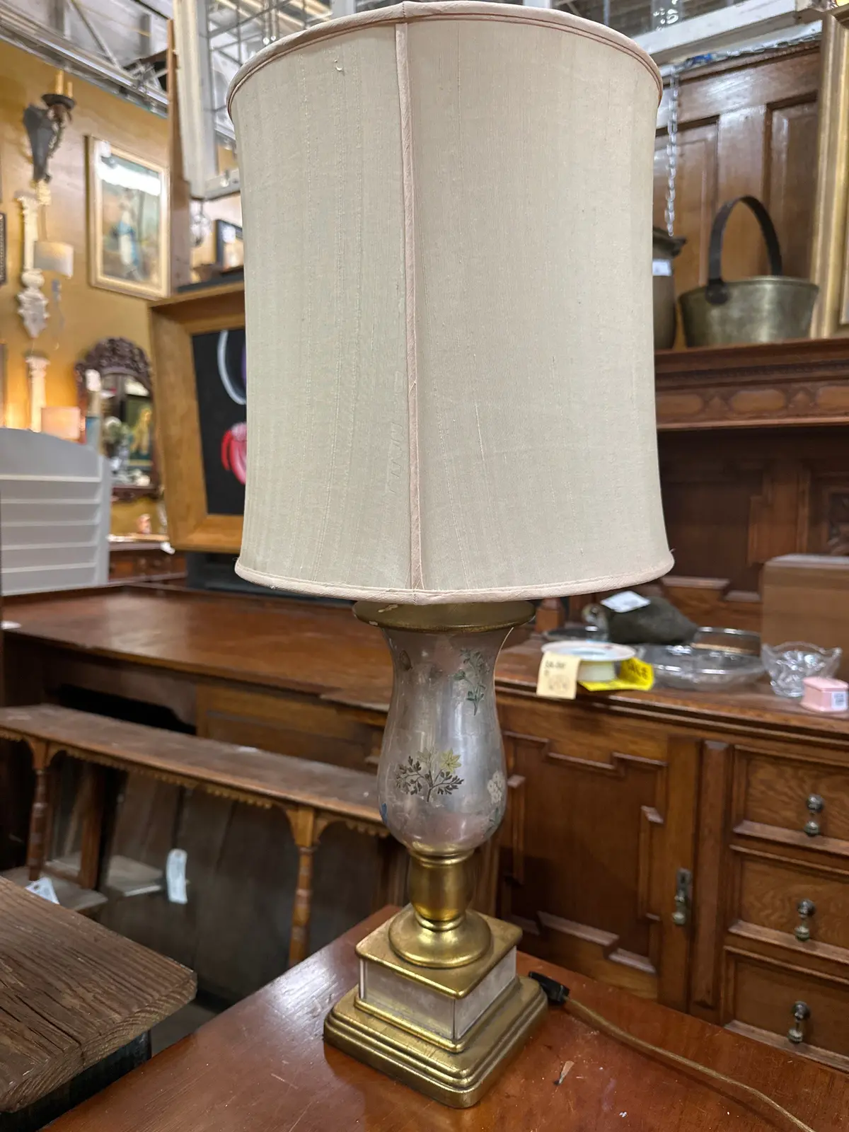Hand Painted Glass And Metal Lamp 1