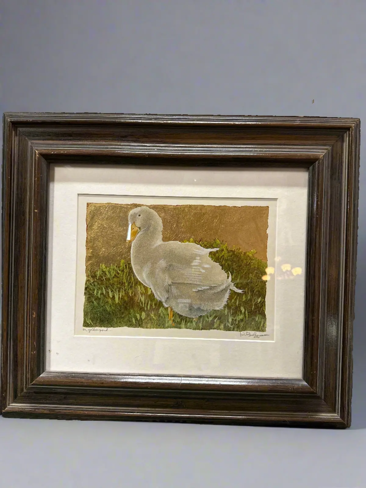 Mixed Media And Gold Leaf Of A Duck Signed 1