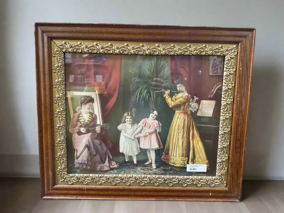Family Musicians Print In Victorian Frame 1