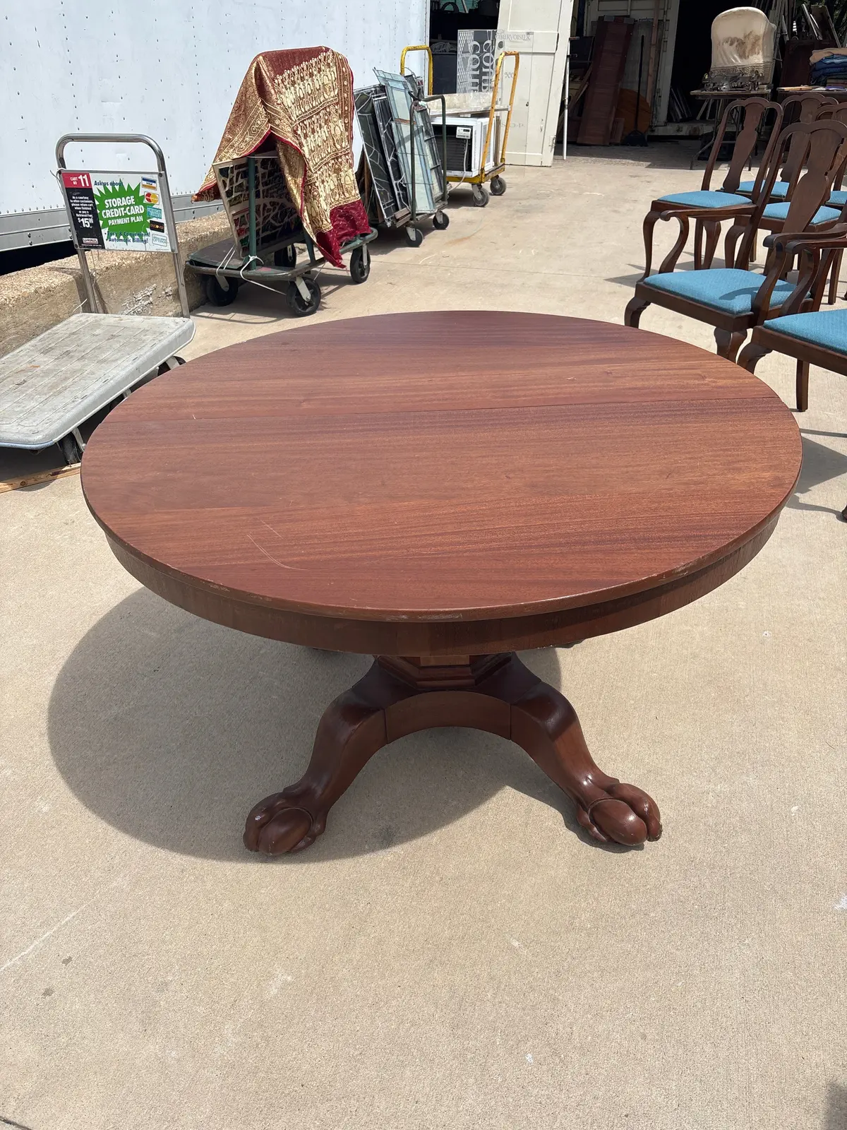 Round Mahogany Built Claw Leg Table 1