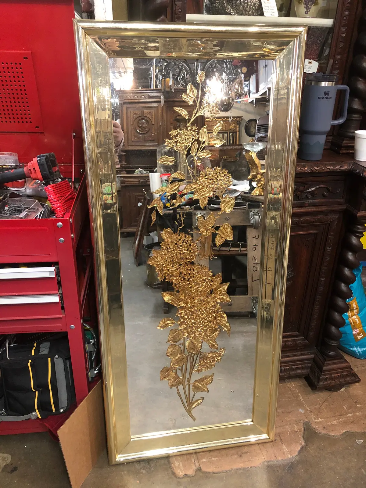 60'S Gold Folilate With Birds Mirror 1