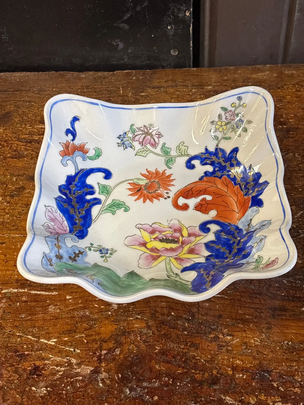 Chinese Exportware Style Square Dish - Signed 1