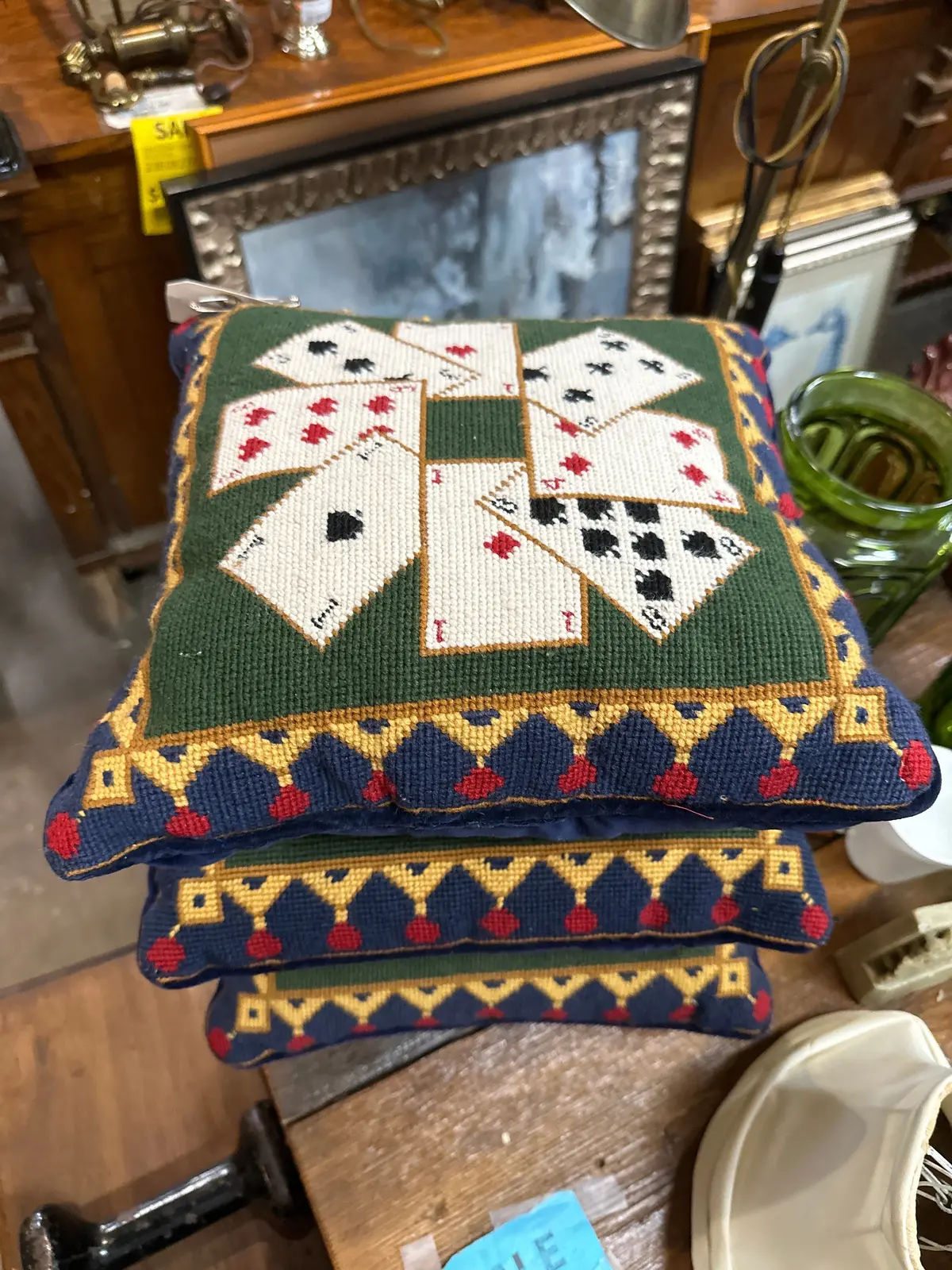 Playing Cards Needlepoint Pillow 1