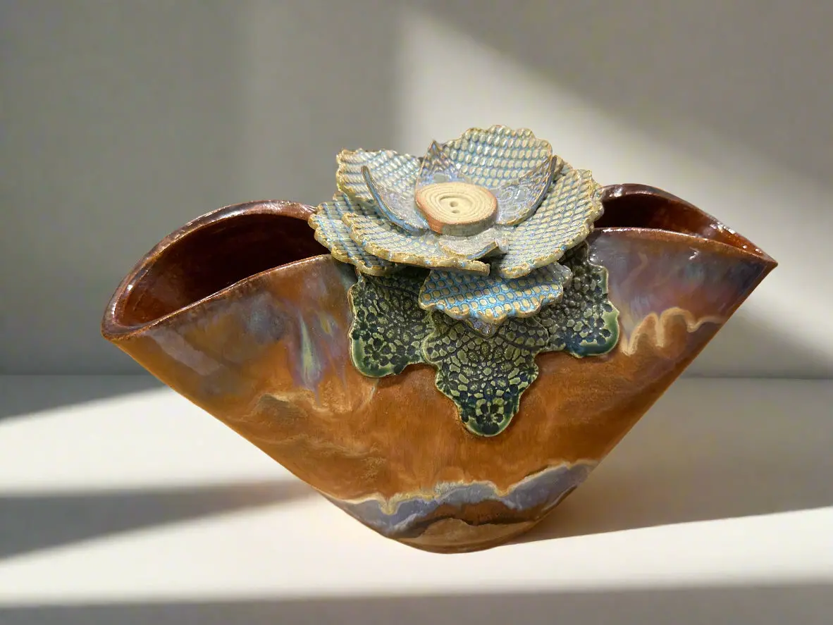 Art Pottery Basket Farm Vase 1