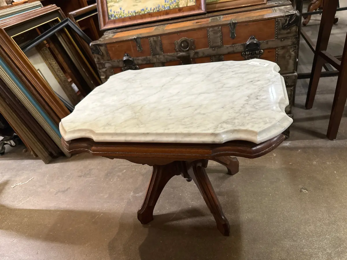 Low American White Marble Top Side Table 1