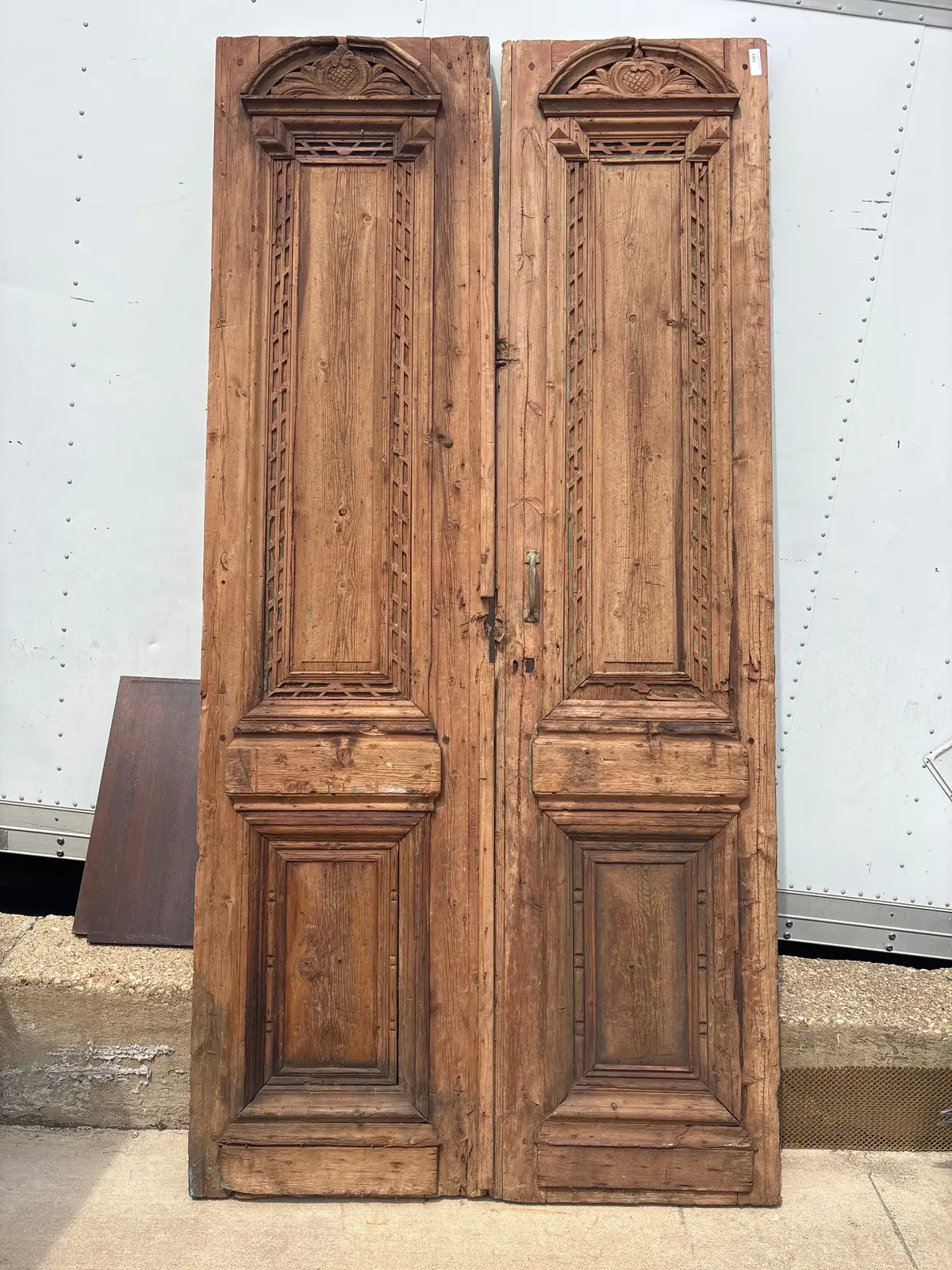 Pair Tall Narrow Solid Panel Pine Door 1
