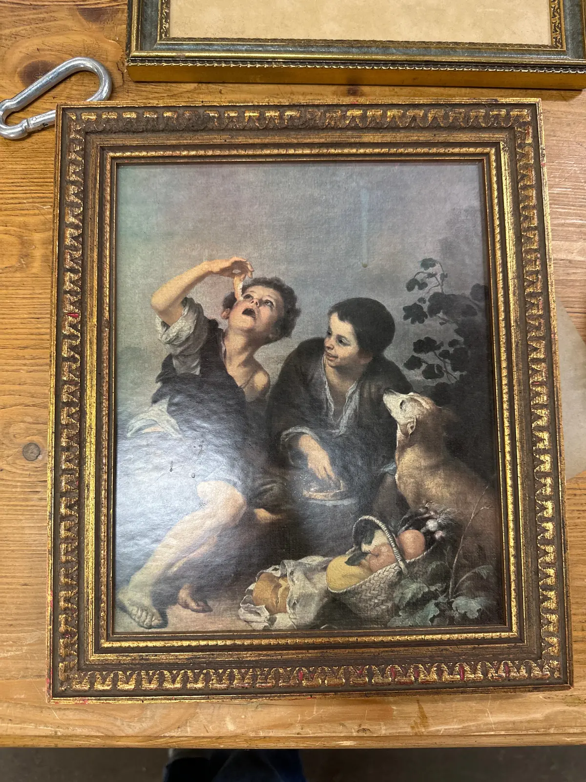 Small Framed Classic Print Of Dog And 2 Boys 1