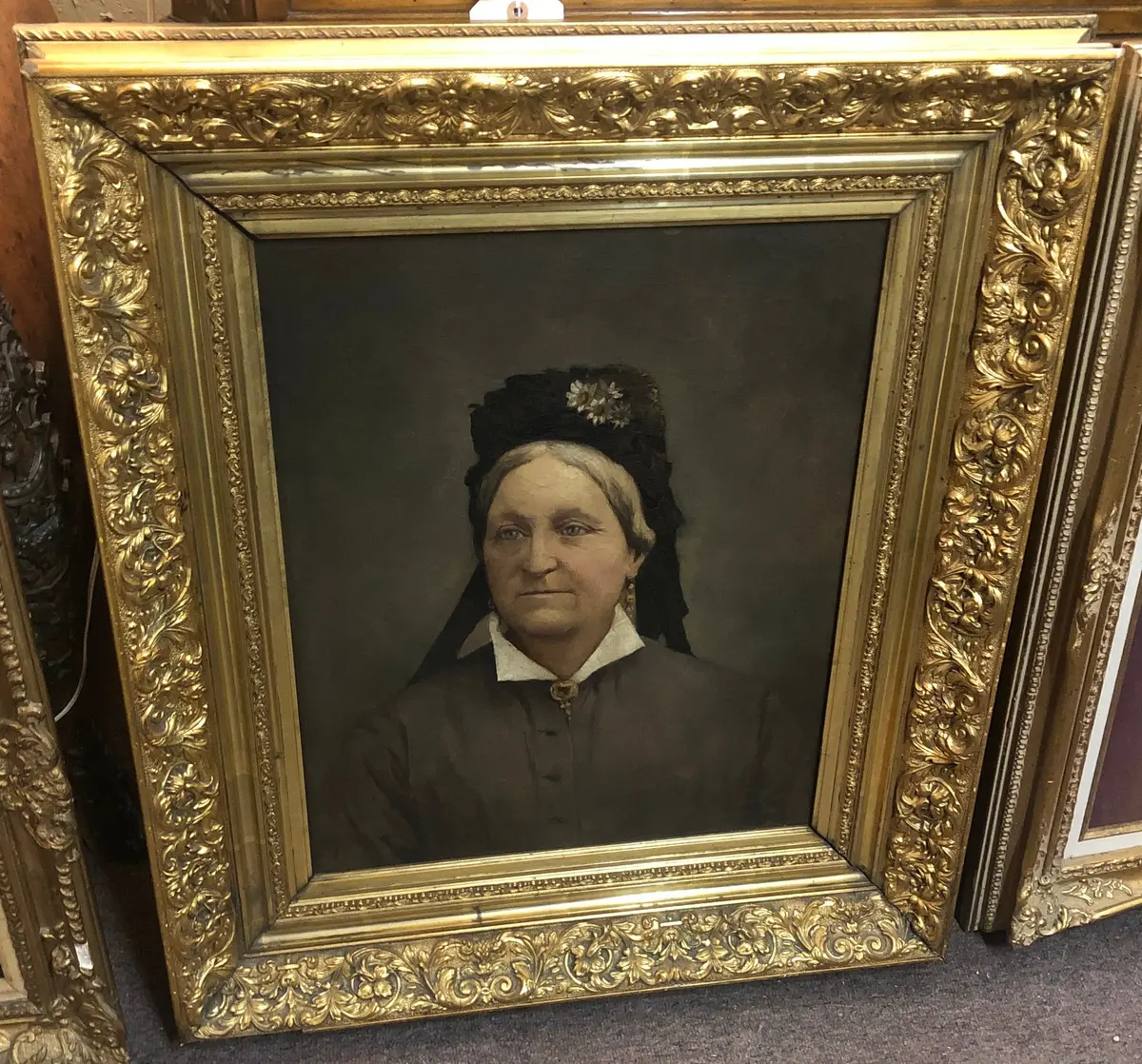 19Th Century Gilt Gesso Ornate Framed Portait Of Lady 1