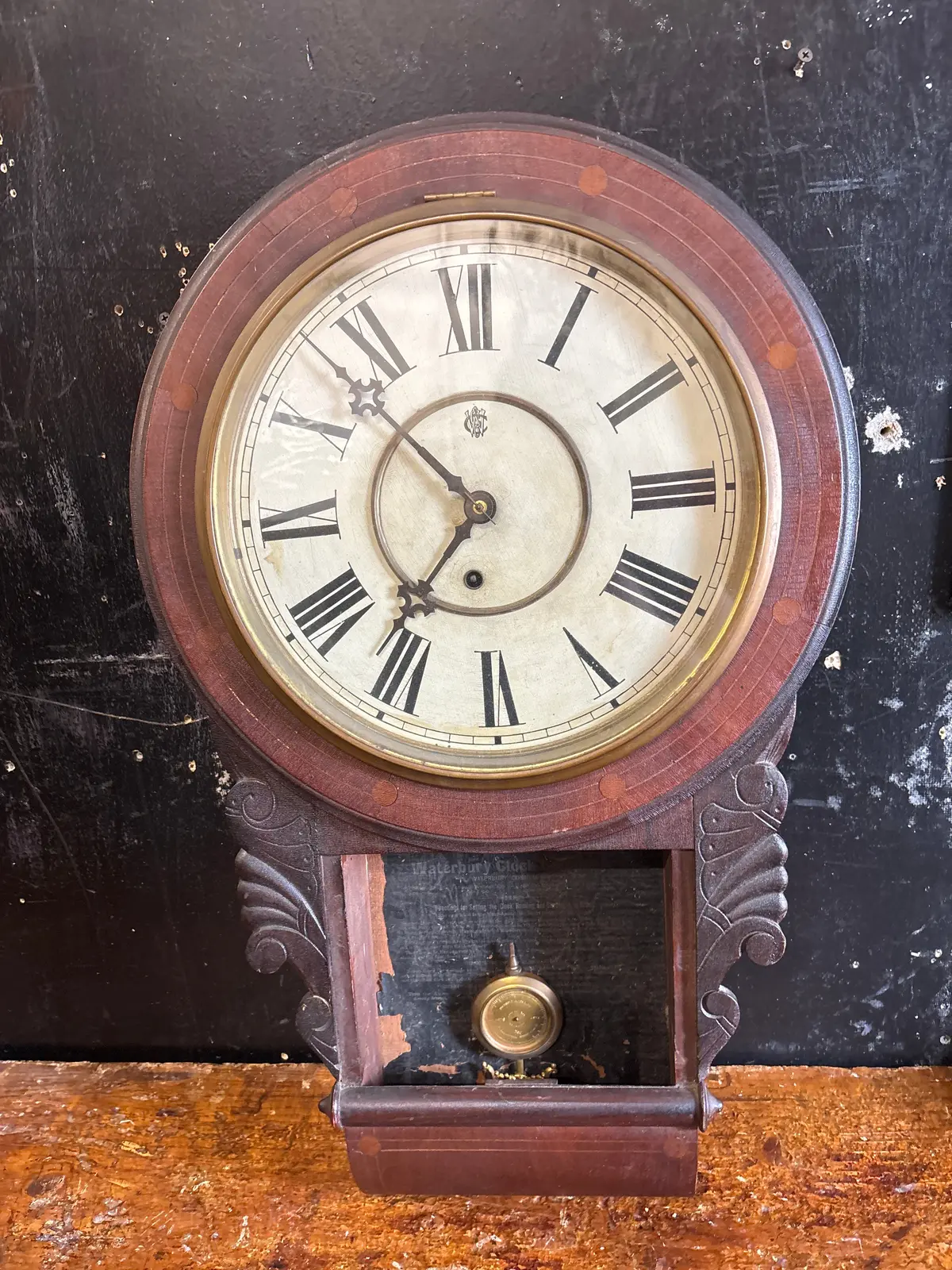 As Found 19Th Century Walnut Wall Clock 1