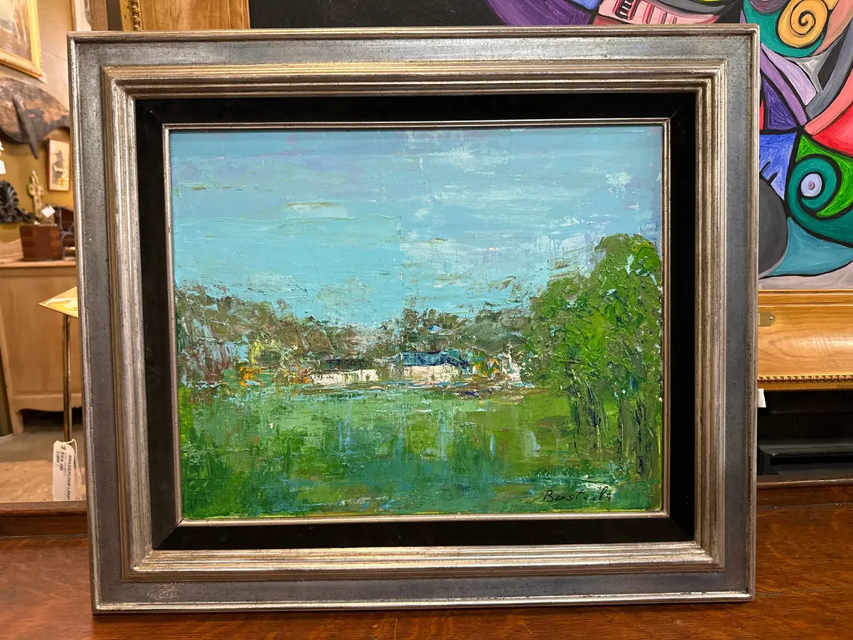 Impressionist Landscape Oil Painting On Canvas Signed Bosteils 1