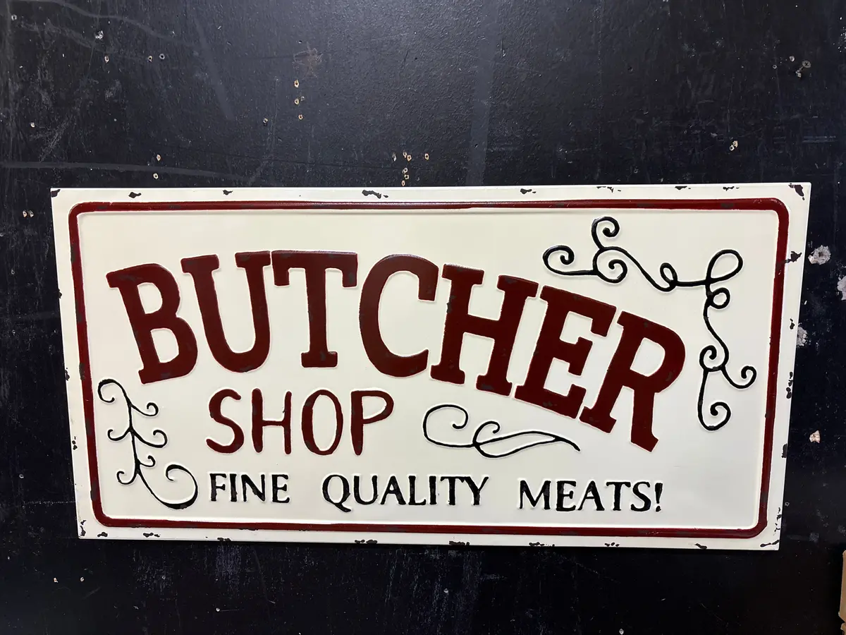 Cream And Red Butcher Shop Sign 1 Of 2 1