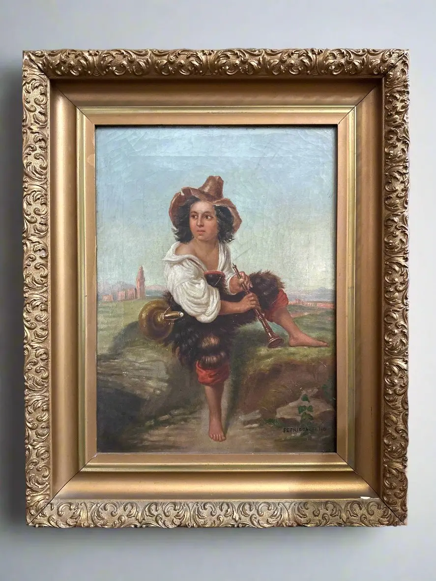 Petriconeli Signed Painting Of Child Musician Circa 1710 1