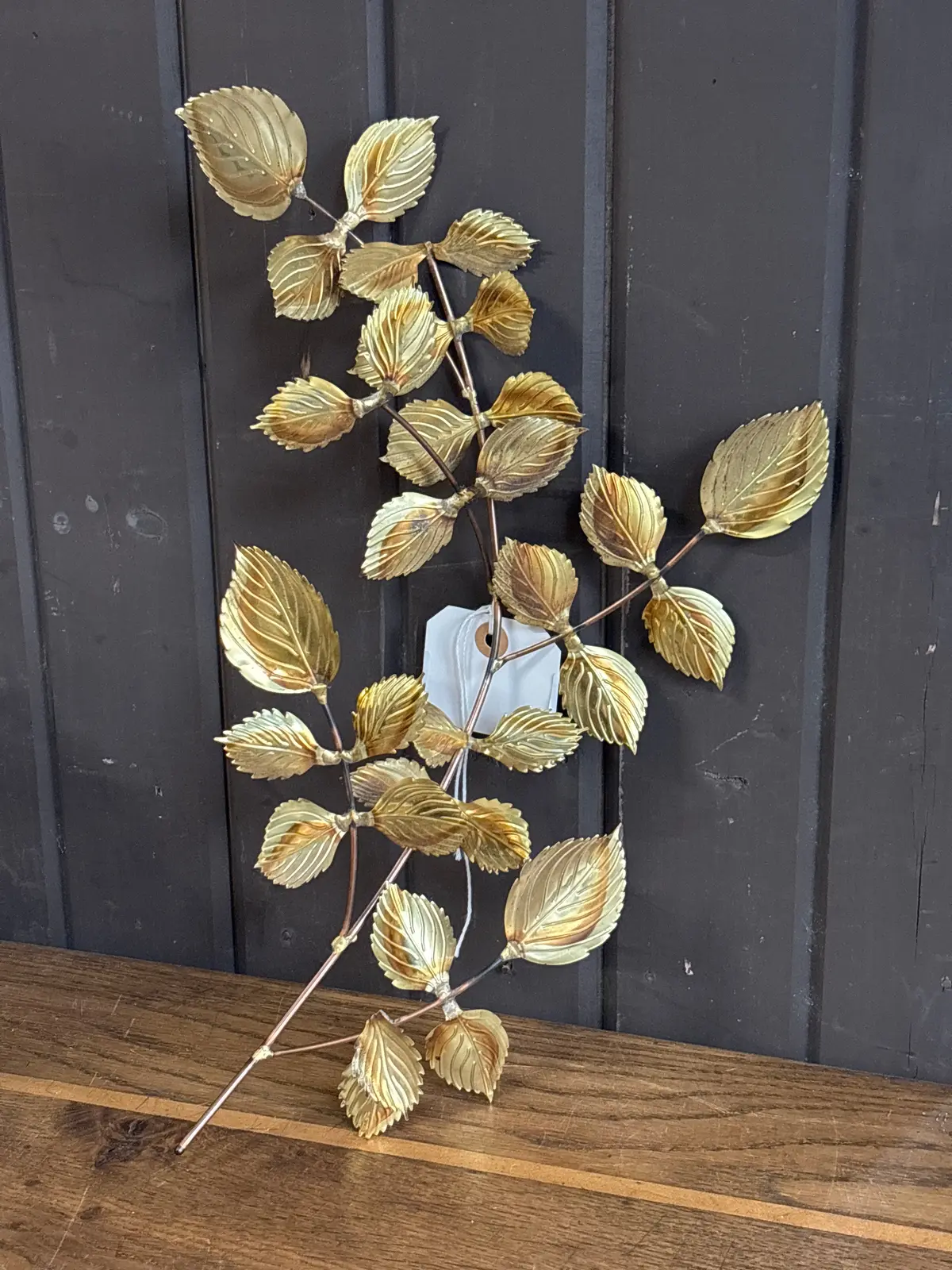 Pair Of Brass Wall Decor With Small Leaves 1