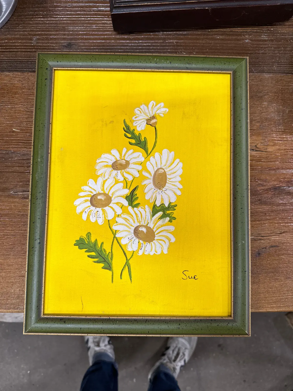 Yello Daisy Painting  Signed By "Sue" 1
