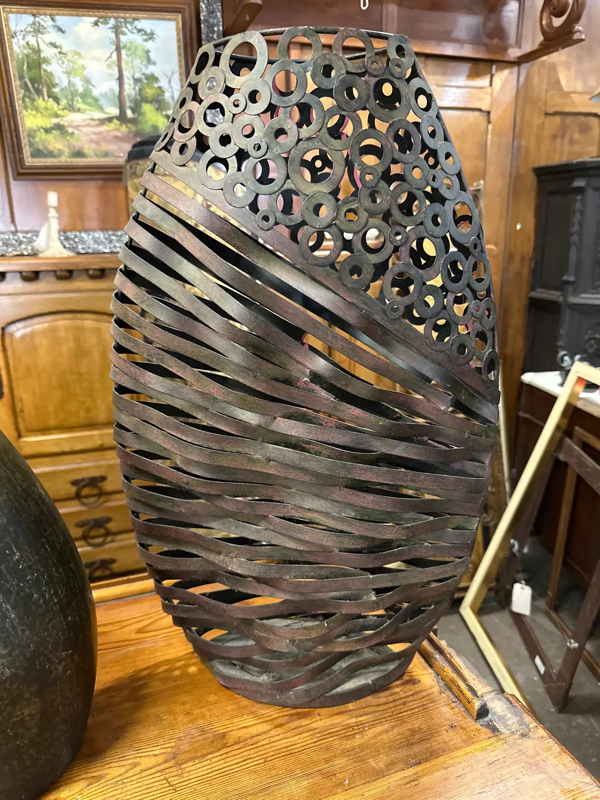 Ovoid Large Modern Tin Sculpture Vase 1