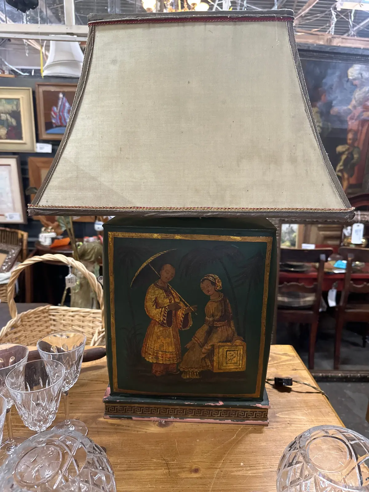 Asian Tea Tin Lamp 1