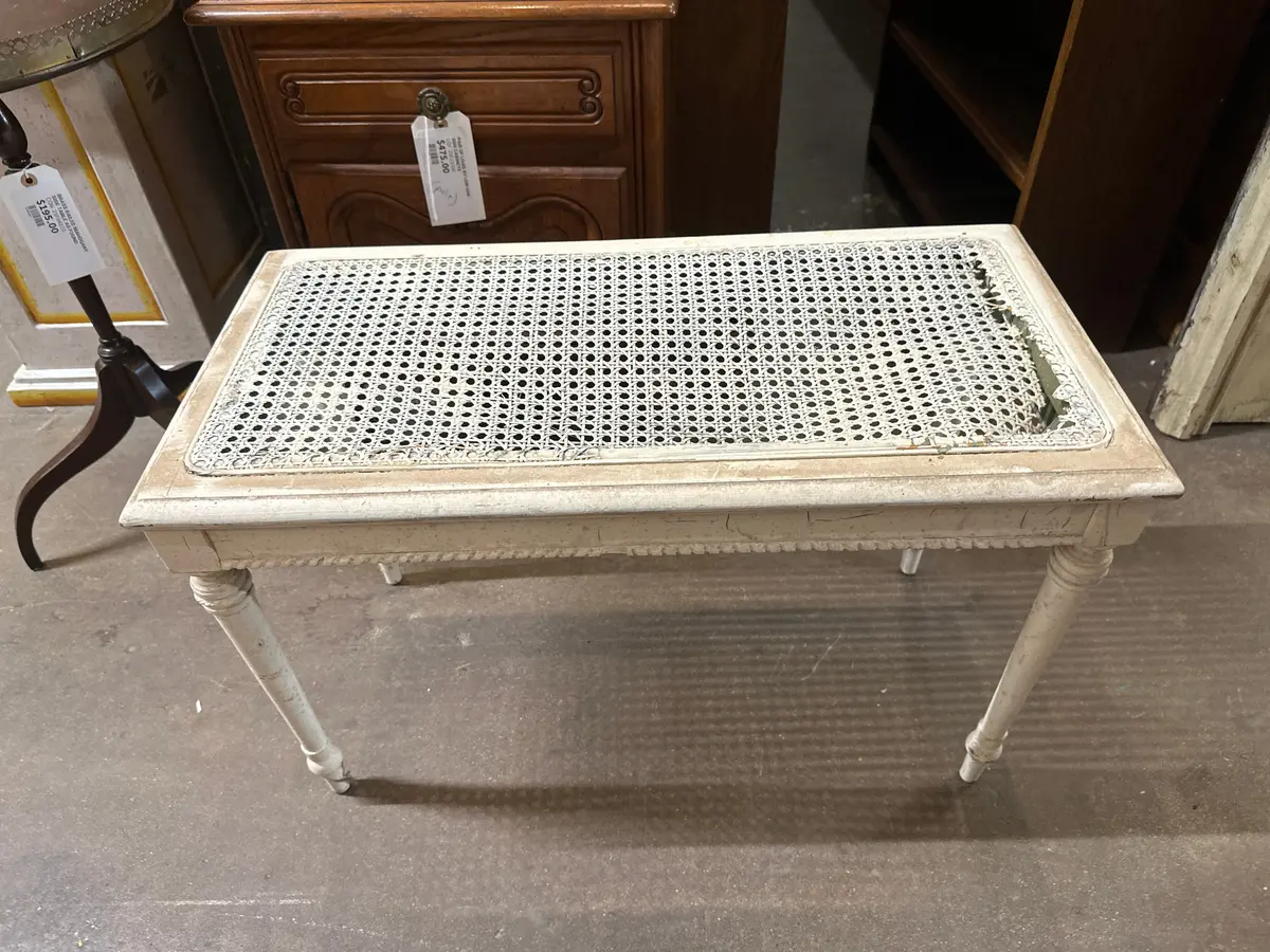 White Louis Xvi Style Bench 1