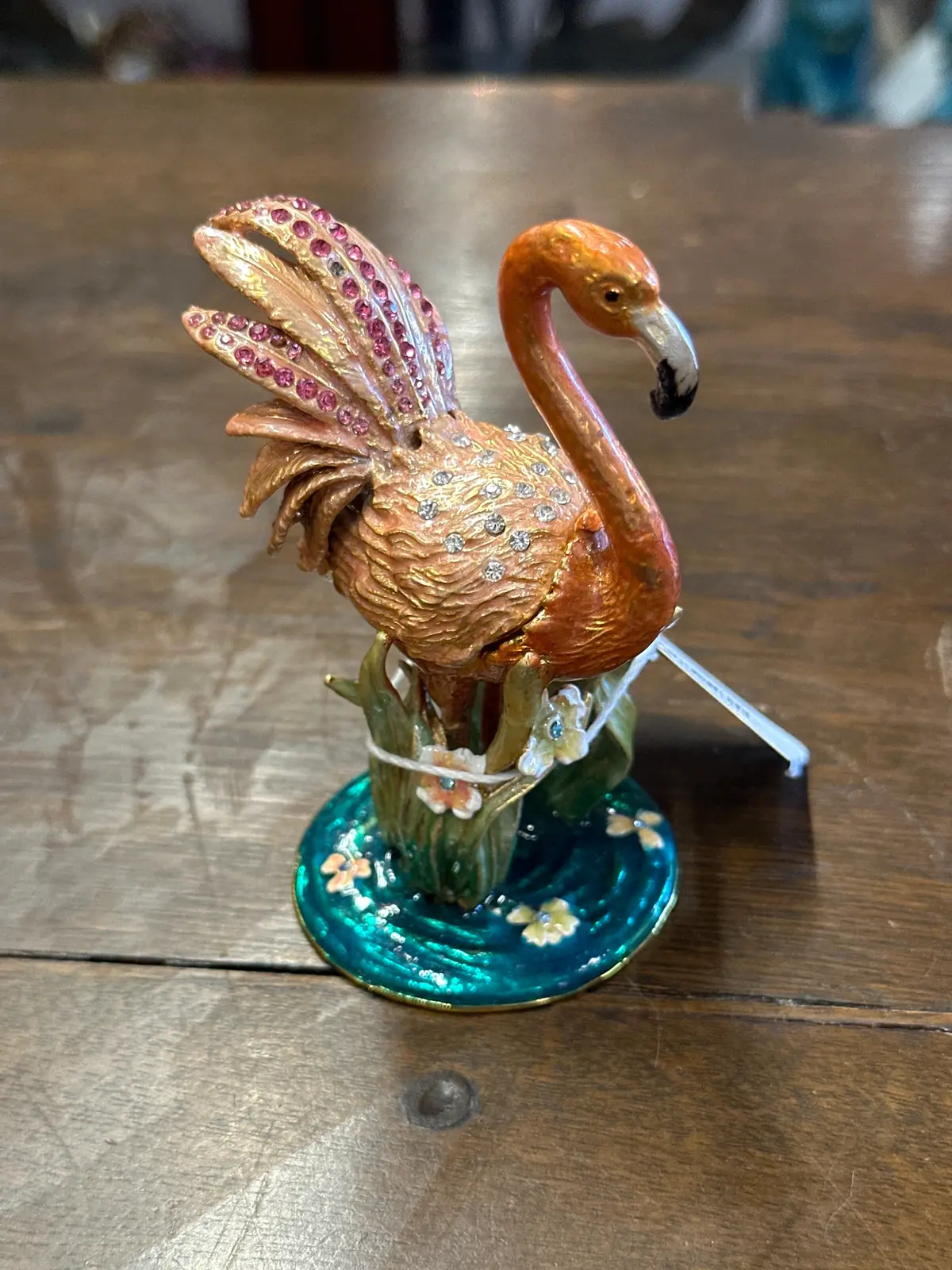 Small Enameled And Jeweled Flamingo Box 1