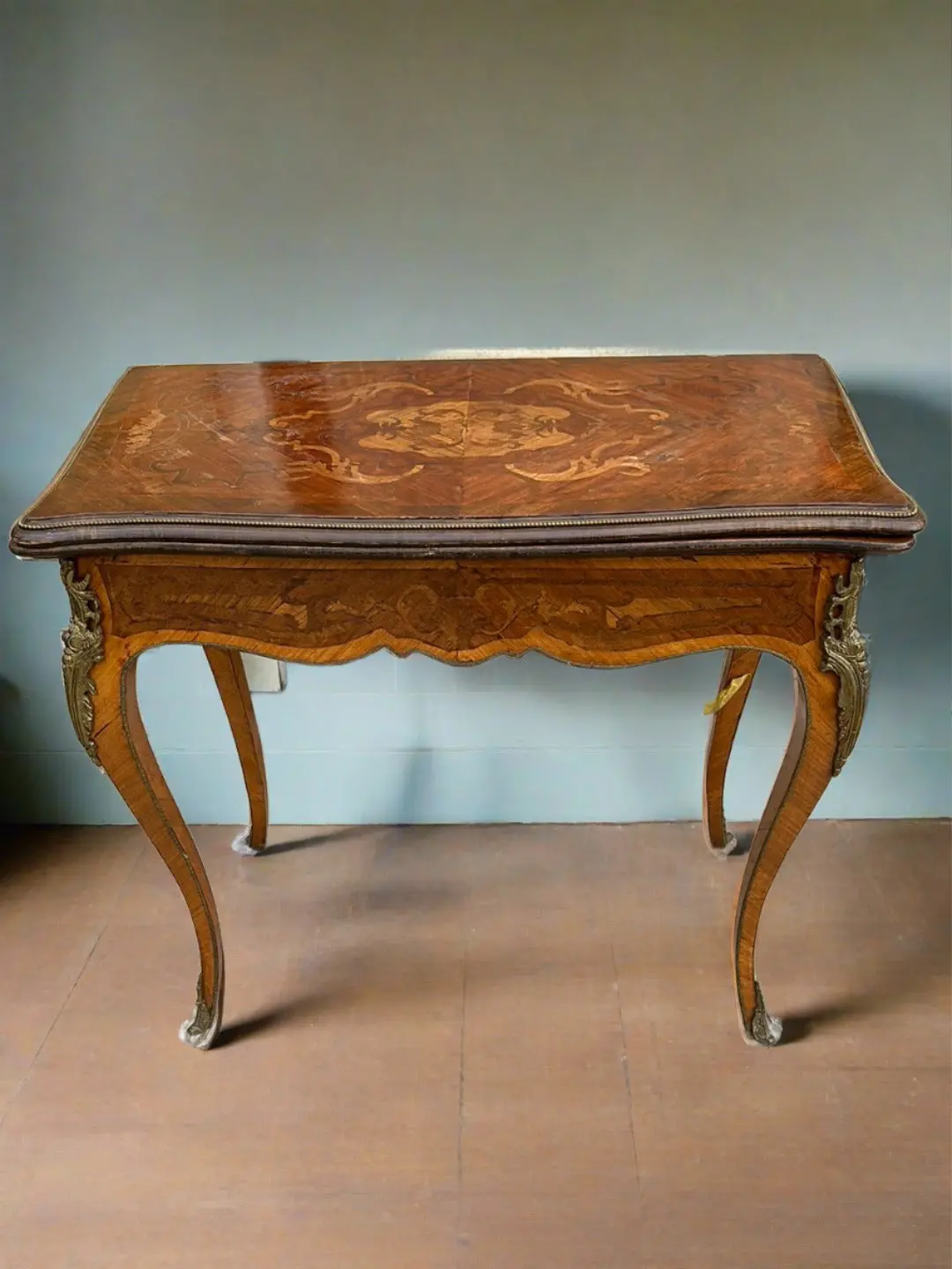 Louis Xv Style Flip Top Inlaid Game Table 1