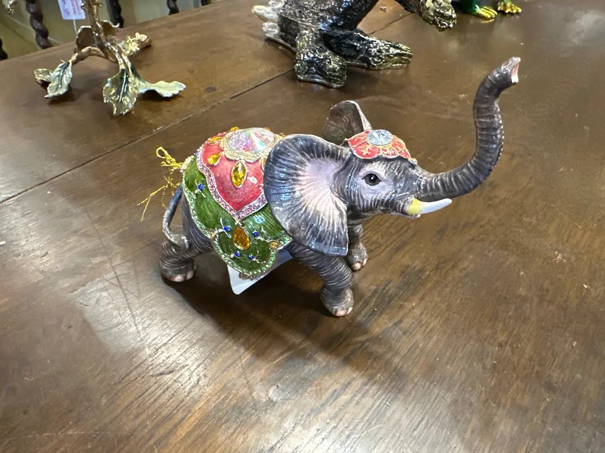 Small Enameled And Jeweled Elephant Box 1