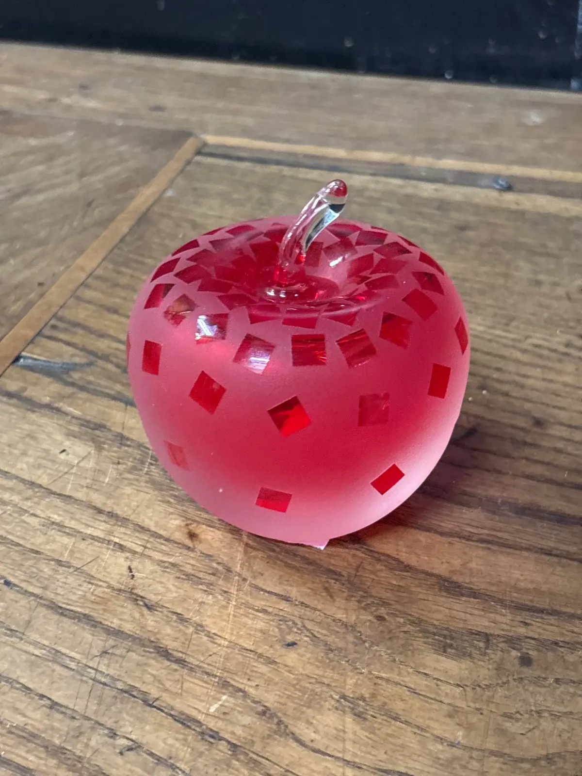 Frosted Red Glass Apple 1