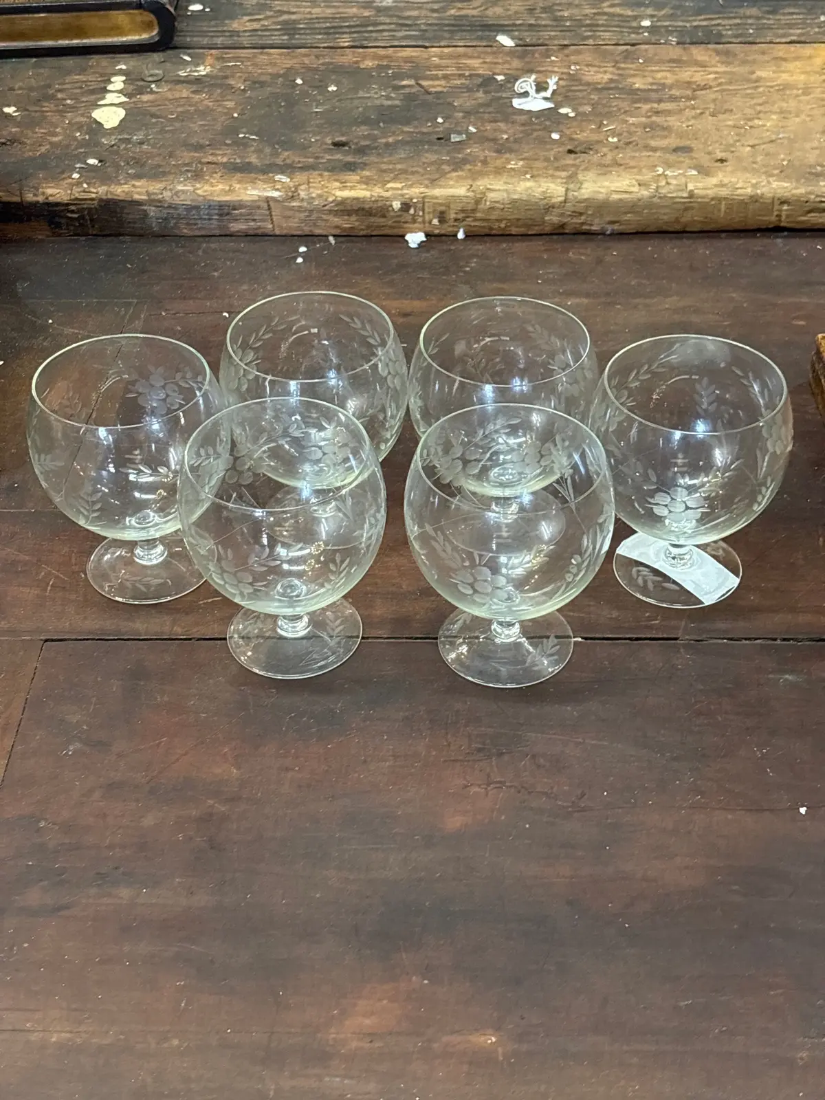 Set Of 6 Foliate Etched Brandys 1