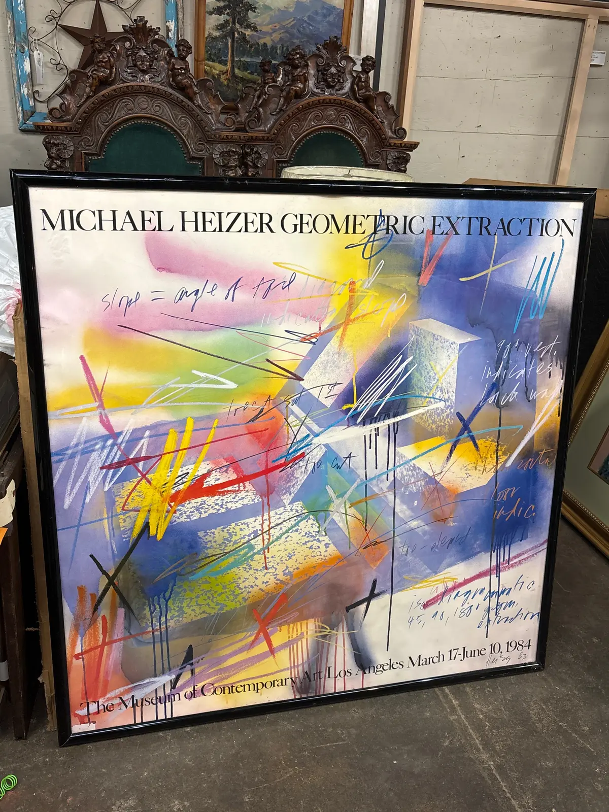 Large Vintage Geometic Mueseum Print Signed By Michael Heizer 1