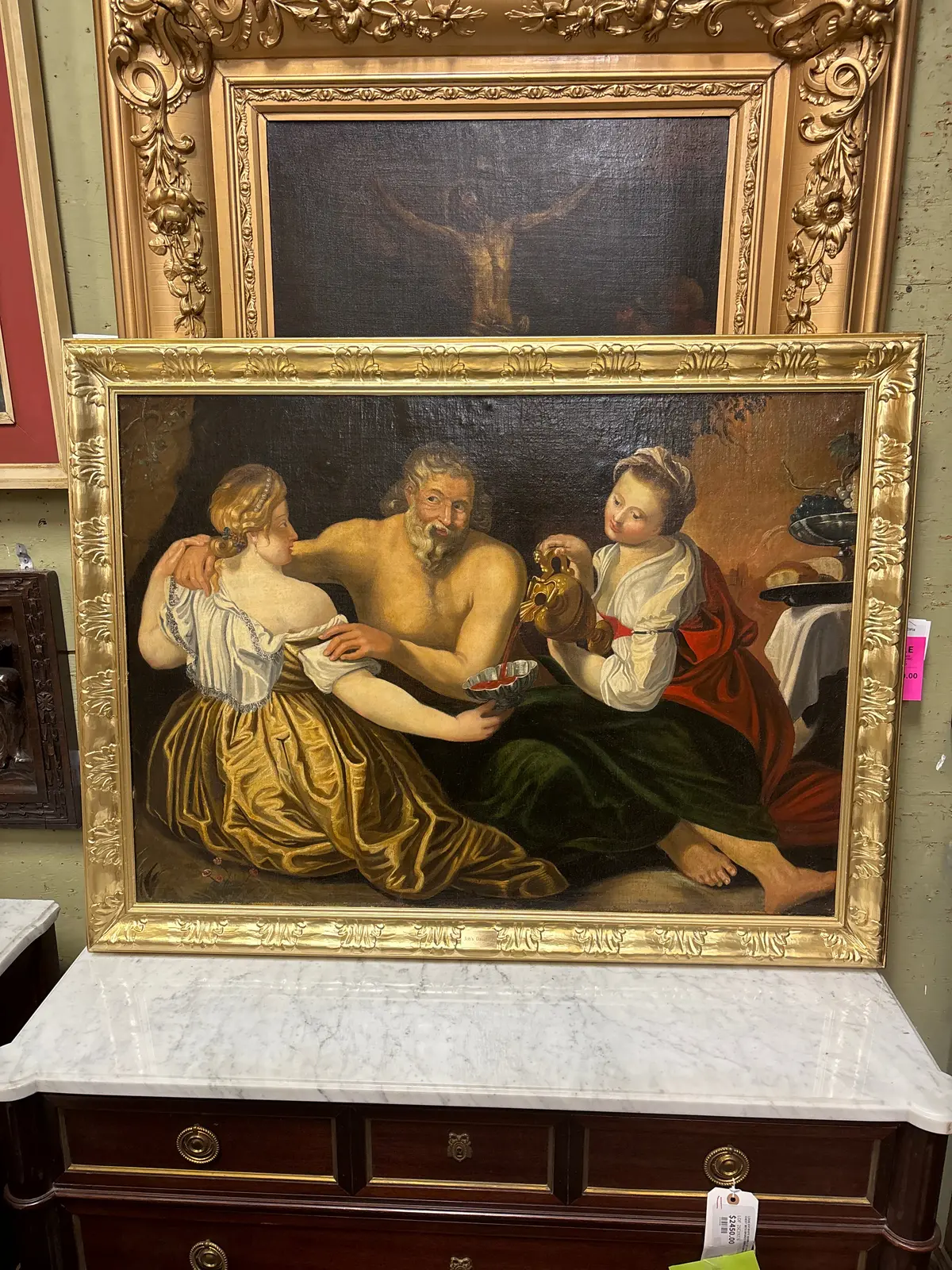 18Th Century "Job's Daughters" Oil Painting On Canvas 1